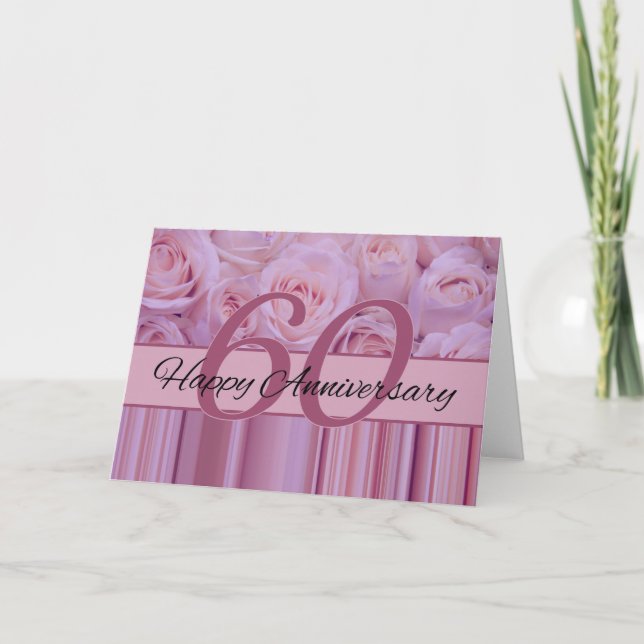 Carte Joyeux roses du 60e anniversaire (Devant)