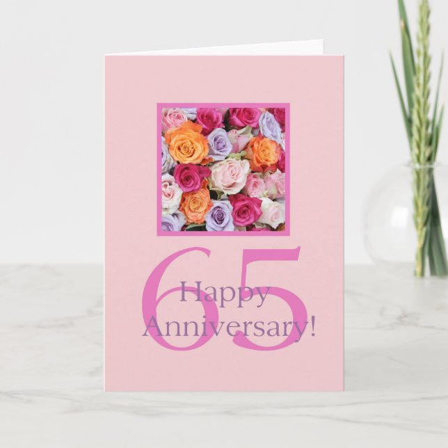 Carte Joyeux roses du 65e anniversaire (Devant)