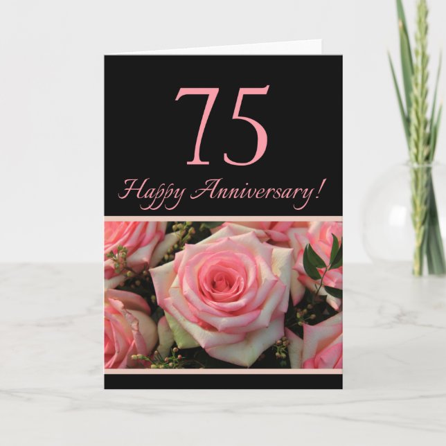 Carte Joyeux roses du 75e anniversaire (Devant)