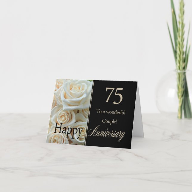 Carte Joyeux roses du 75e anniversaire (Devant)