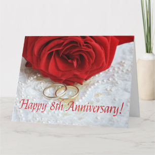 Carte Joyeux roses du 8e anniversaire