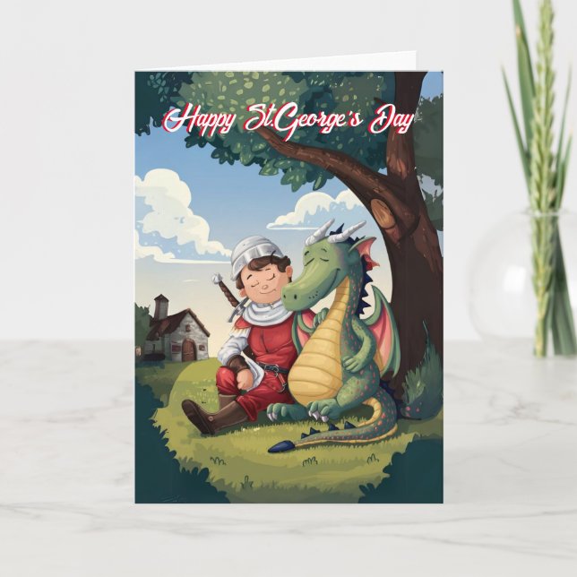 Carte Joyeux Saint George's Day Saint George et le Drago (Devant)