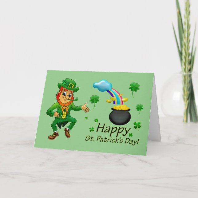 Carte Joyeux Saint Patrick's Day Leprechaun (Devant)