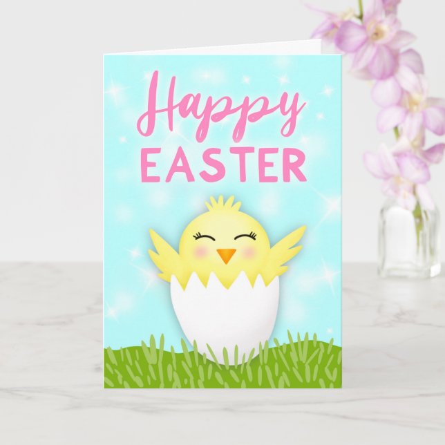 Carte Joyeux salut de poussins de Pâques (Orchidée)
