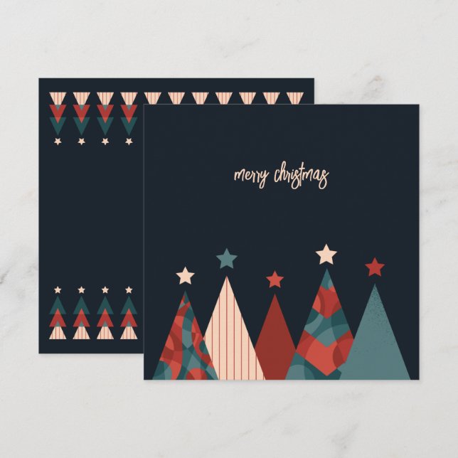 Carte Joyeux sapin abstrait de Noël (Devant / Derrière)