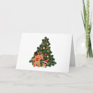 Carte Joyeux sapin de Noël, pain d'épices et ornements