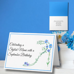 Carte Joyeux Septembre Anniversaire Mami Blue Asters