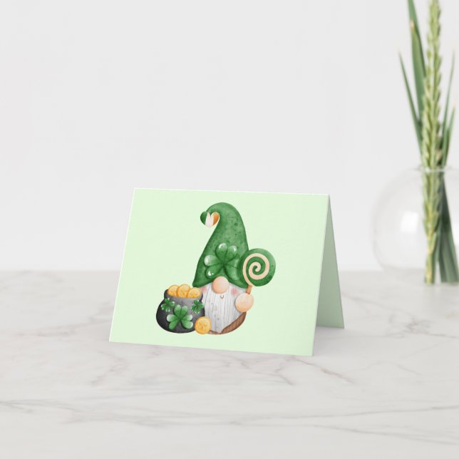 Carte Joyeux St. Patrick Gnome Chanceux Mignon (Devant)