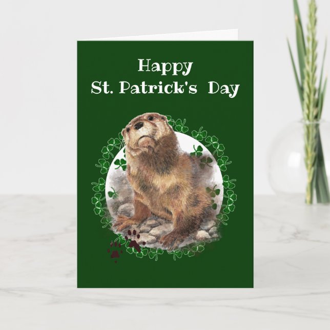 Carte Joyeux St. Patrick's Day Shamrock Otter Amusement  (Devant)