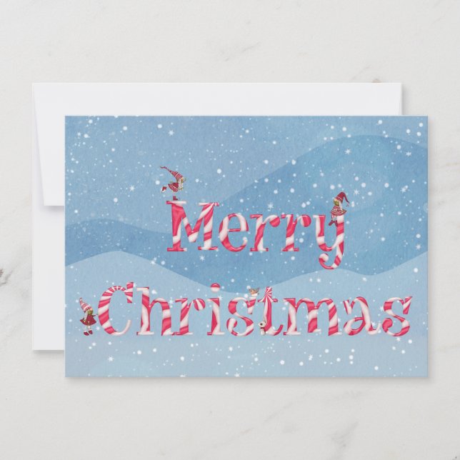 Carte Joyeux Sucre de canne de Noël Gnomes d'hiver sur m (Devant)