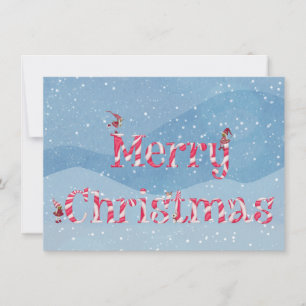 Carte Joyeux Sucre de canne de Noël Gnomes d'hiver sur m