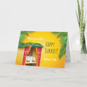 Carte Joyeux Sukkot Sukkah, Lulav et Etrog Aquarelle