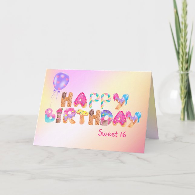 Carte Joyeux Sweet 16 Anniversaire (Devant)