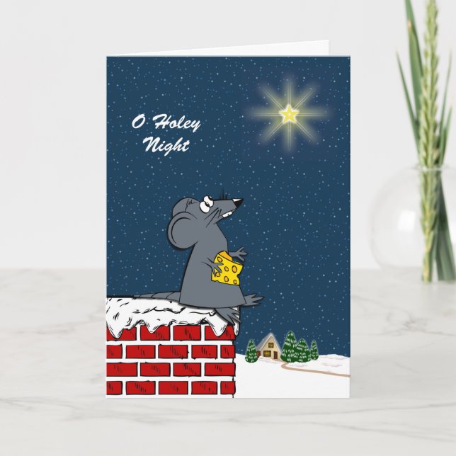 Carte Joyeux Swissmas, mignonne souris de Noël et fromag (Devant)
