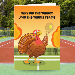 Carte Joyeux Tennis de Thanksgiving énigme de dinde