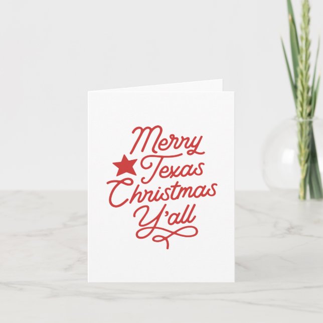 Carte Joyeux Texas Christmas Y'all Script Red Greeting (Devant)
