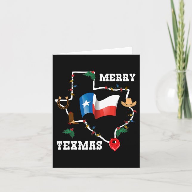 Carte Joyeux Texmas Texas Drapeau Noël Noël Famille Holi (Devant)