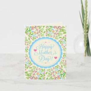 Carte Joyeux texte de la fête des mères et design floral