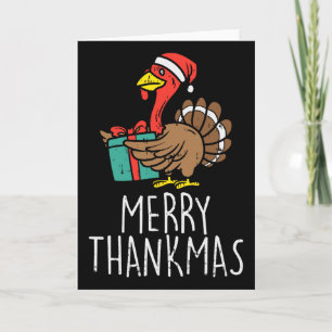 Carte Joyeux Thankmas Santa Turkey Day Thanksgiving Chri