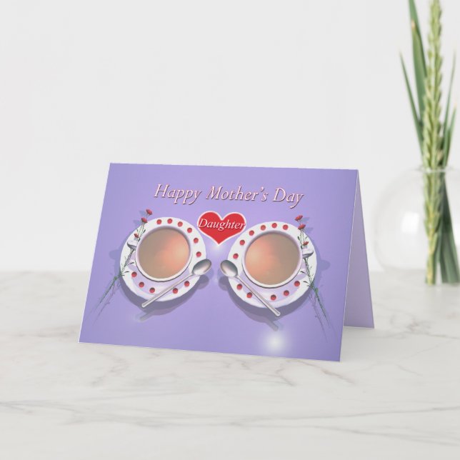 Carte Joyeux thé de la Fête des mères pour fille (Devant)