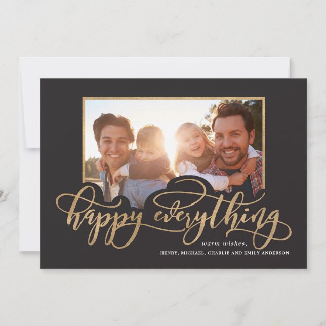 Carte Joyeux Tout Whimsy Gold Script photo de vacances (Devant)
