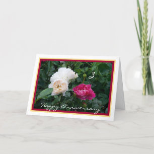Carte Joyeux troisième anniversaire Mariage souhaite Ros