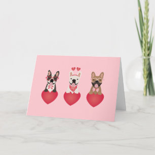 Carte Joyeux Valentines Day Bulldogs français