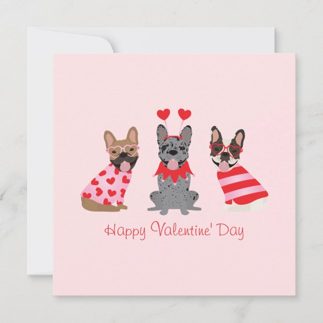 Carte Joyeux Valentines Day Bulldogs français (Devant)