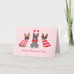 Carte Joyeux Valentines Day Bulldogs français