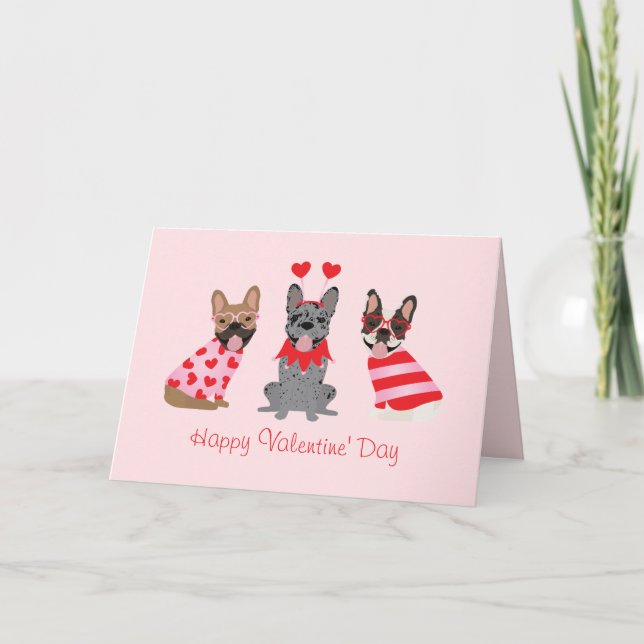 Carte Joyeux Valentines Day Bulldogs français (Devant)