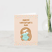 Joyeux Valentine's Day Hug Me Candy Heart Sloth