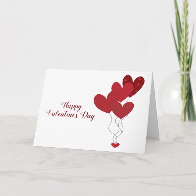 Carte Joyeux Valentines Jour Coeur Ballons Rouge (Devant)