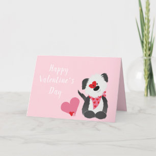 Carte Joyeux Valentines Jour Coeurs de chiot rose