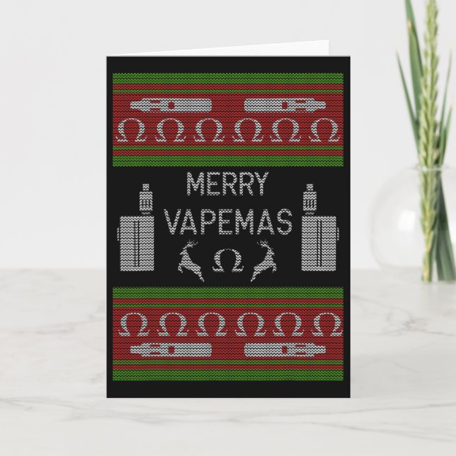 Carte Joyeux Vapemas - Vapeur Vaping laide de Noël (Devant)