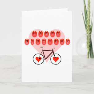 Carte Joyeux vélo et coeur d'anniversaire