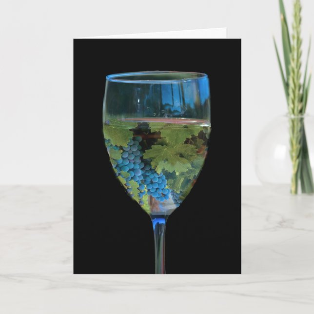 Carte Joyeux vin et raisins d'anniversaire (Devant)