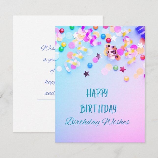 Carte Joyeux voeux d'anniversaire-anniversaire (Devant / Derrière)