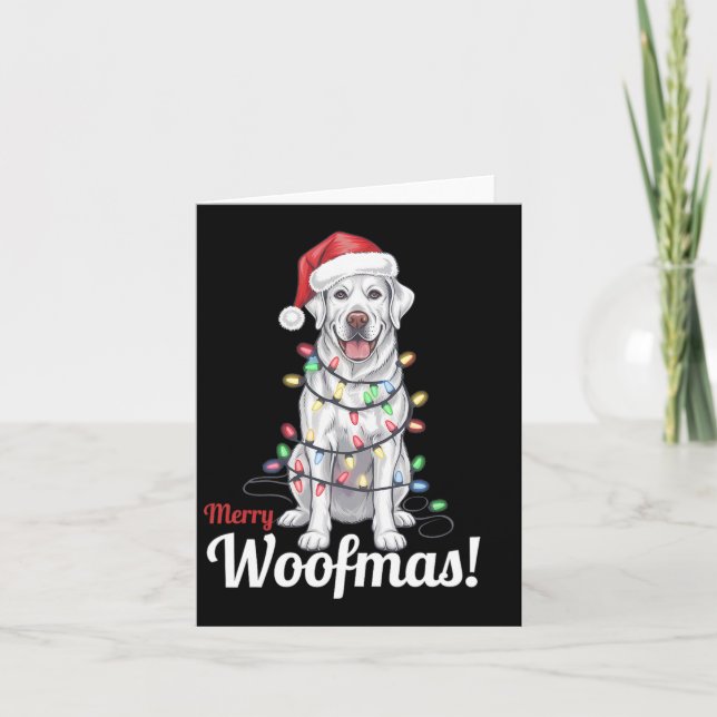 Carte Joyeux Woofmas Décoration Lumineuse Chien Labrador (Devant)