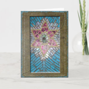 Carte Judaïque : Coeurs en mosaïque de verre tendu Étoil