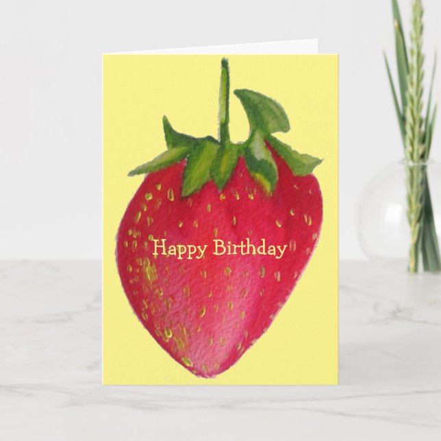 Carte Juicy fraise rétro fruit d'anniversaire macro art (Devant)