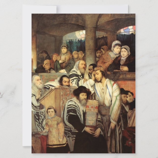 Carte Juifs priant dans la synagogue sur Yom Kippour (Devant)
