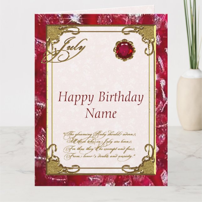 Carte Juillet Anniversaire de Ruby 8,5X11 (Devant)