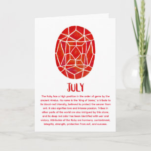 Carte Juillet Birthstone Ruby Anniversaire