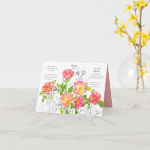 Carte Juin Anniversaire Honeysuckie Rose Fleur de naissa