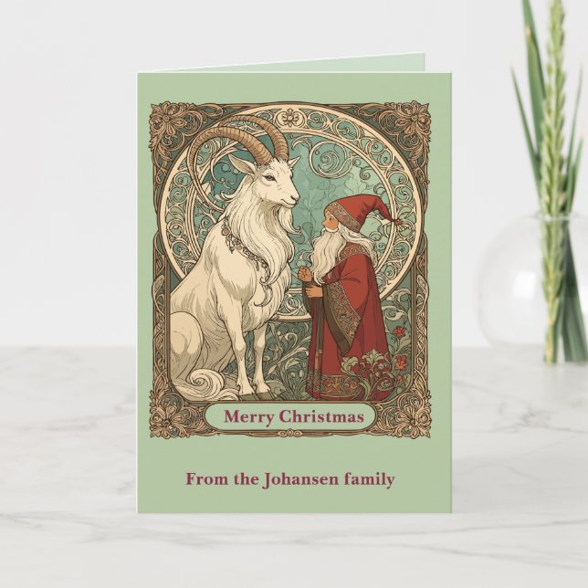 Carte Julbocken Yule Goat And Jultomten Scandinavian  (Devant)
