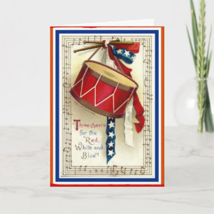 Carte July 4th Vintage Marching Drum Red White & Blue