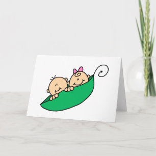 Carte Jumeau et fille en pois