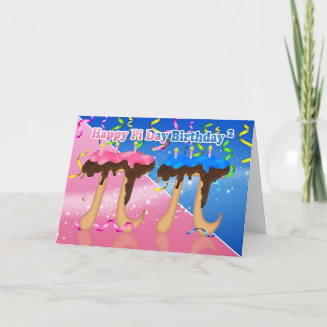 Carte Jumeaux Anniversaire Gâteau Jour 3.14 Mars 14 Cart (Devant)