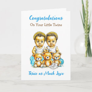 Carte Jumeaux de Couleur Félicitations Nouveaux Parents
