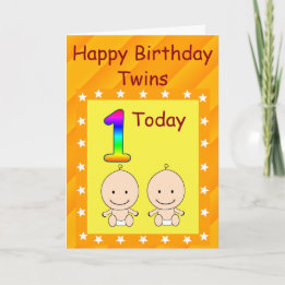 Carte Jumeaux Personnalisés 1er Anniversaire
